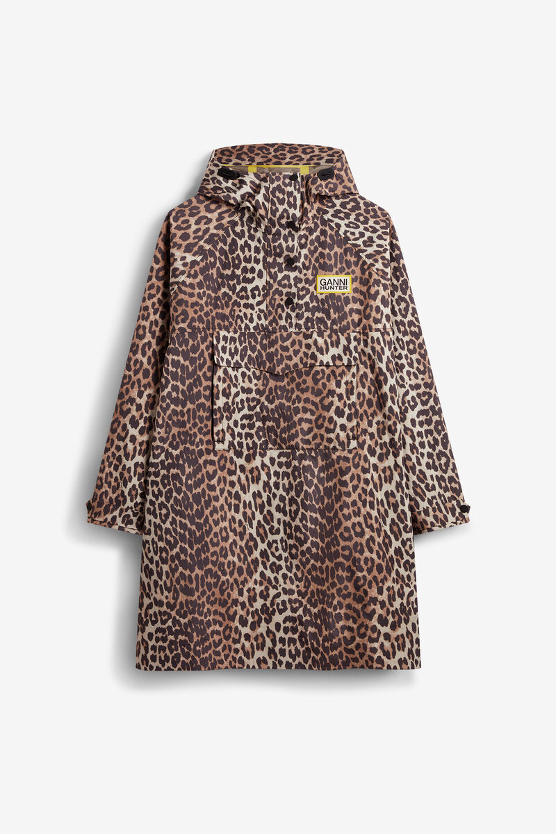 Poncho in 10K Waterproof Shell, Recycled Polyester, in colour Almond Milk - 1 - GANNI