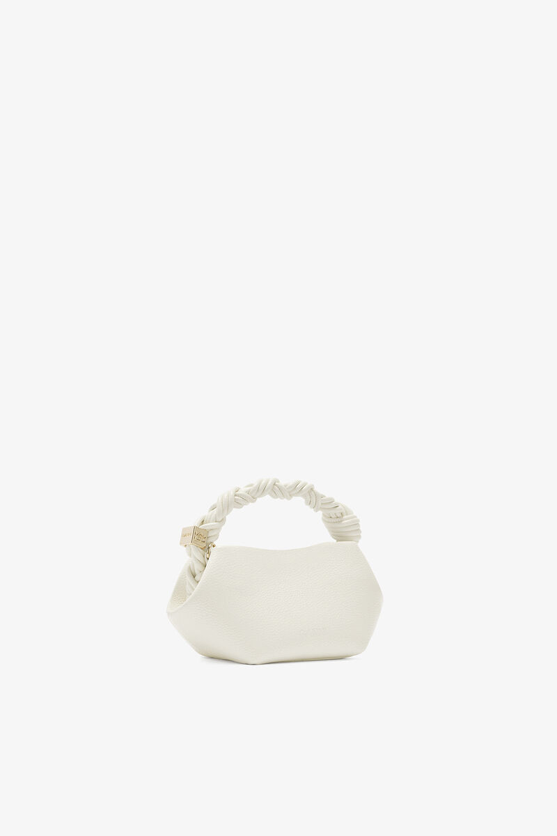 Mini Bou taske i grained hvid, Recycled Polyester, in colour Egret - 2 - GANNI