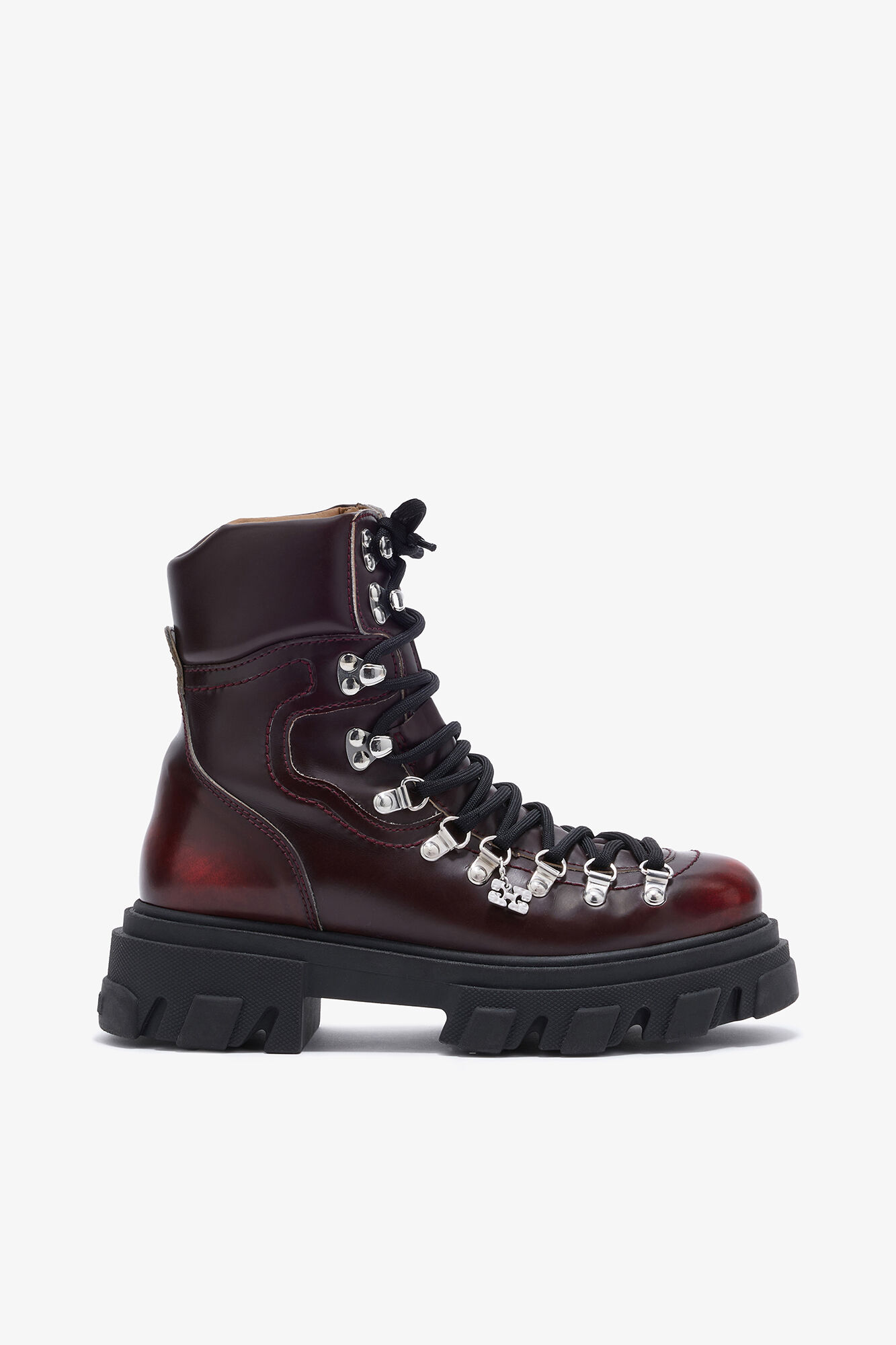 Cleated Mountain Boot in Burgundy, Polyurethane, in colour Black/Dark Burgundy - 1 - GANNI