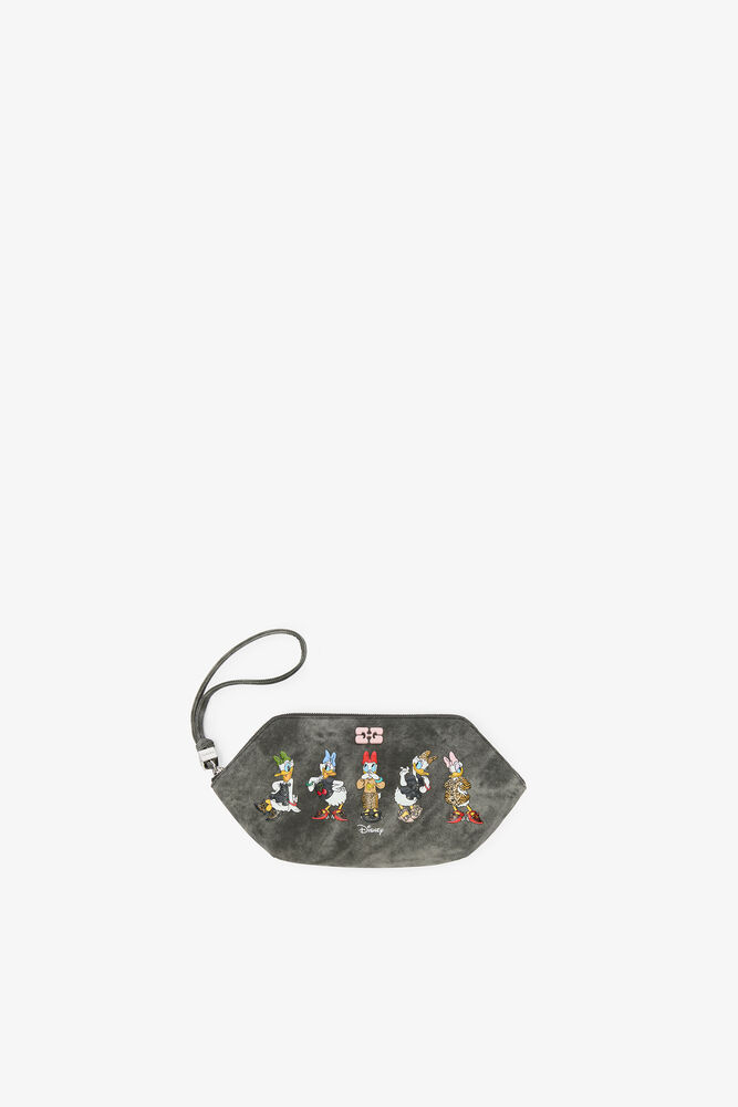 Bou Make-Up Pouch in Bleached Daisy Duck, Black Oyster