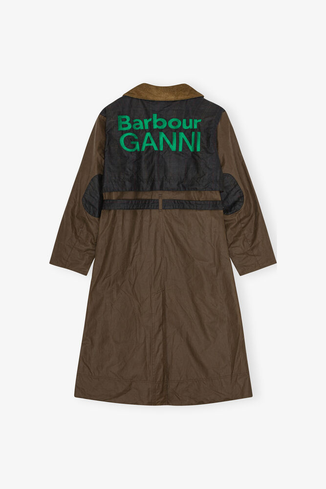 GANNI x Barbour Waxed Trench Coat, Teak