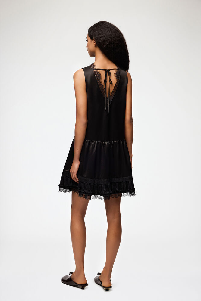 Dress in Lace Satin, Black