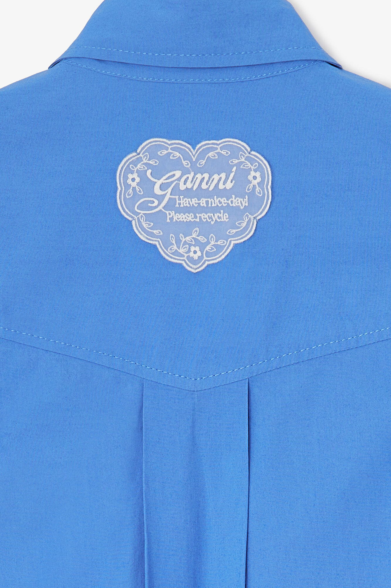 Shirt in Blue Cotton, Organic Cotton, in colour Marina - 2 - GANNI
