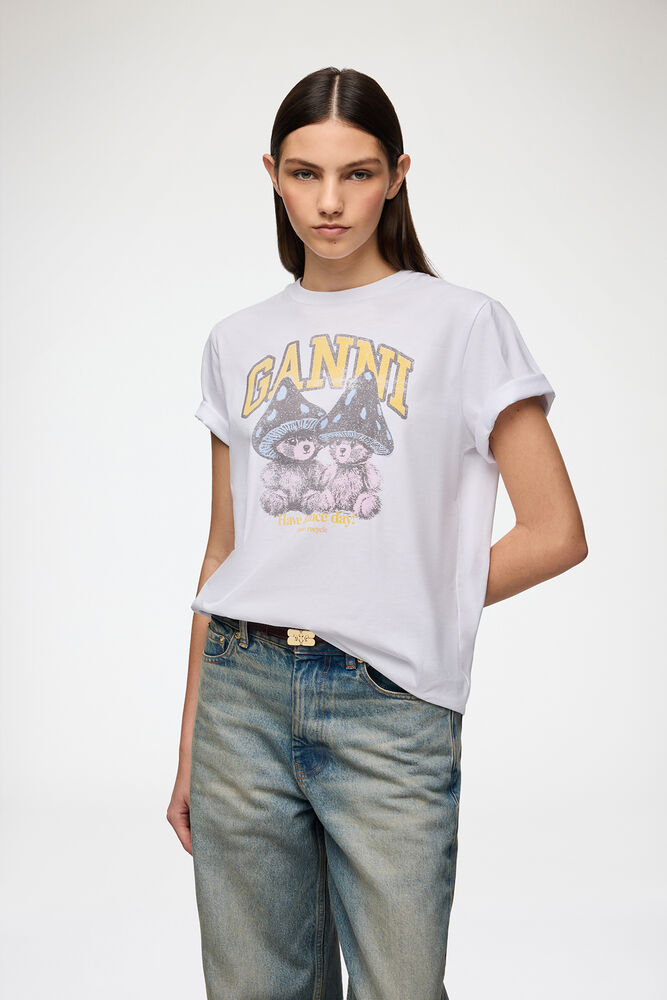 T-shirt with Mushroom Teddy, Bright White