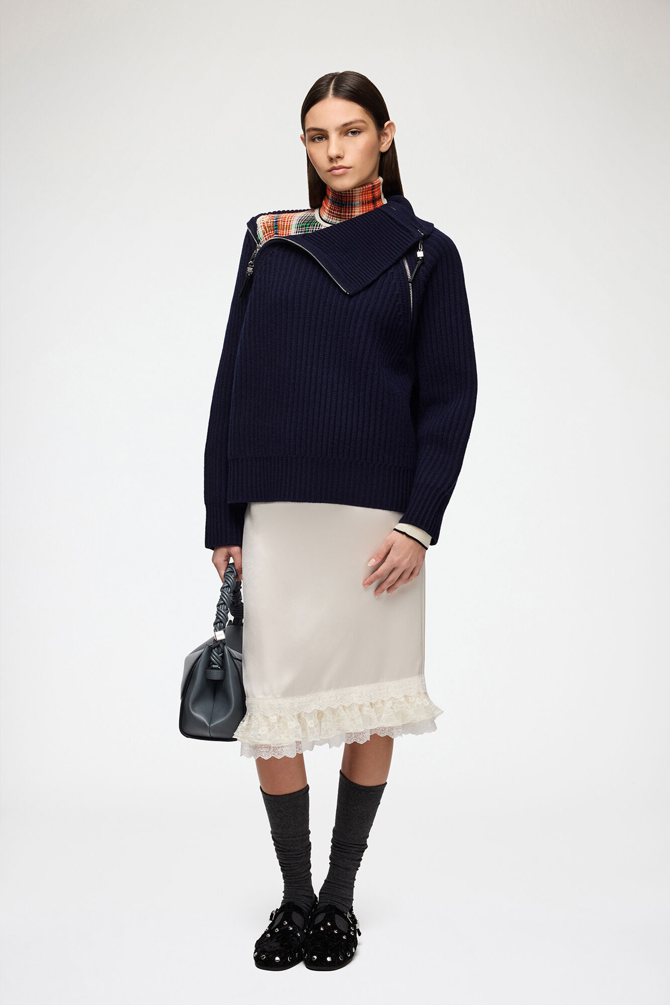 Turtleneck in Blue Wool, Wool, in colour Sky Captain - 2 - GANNI
