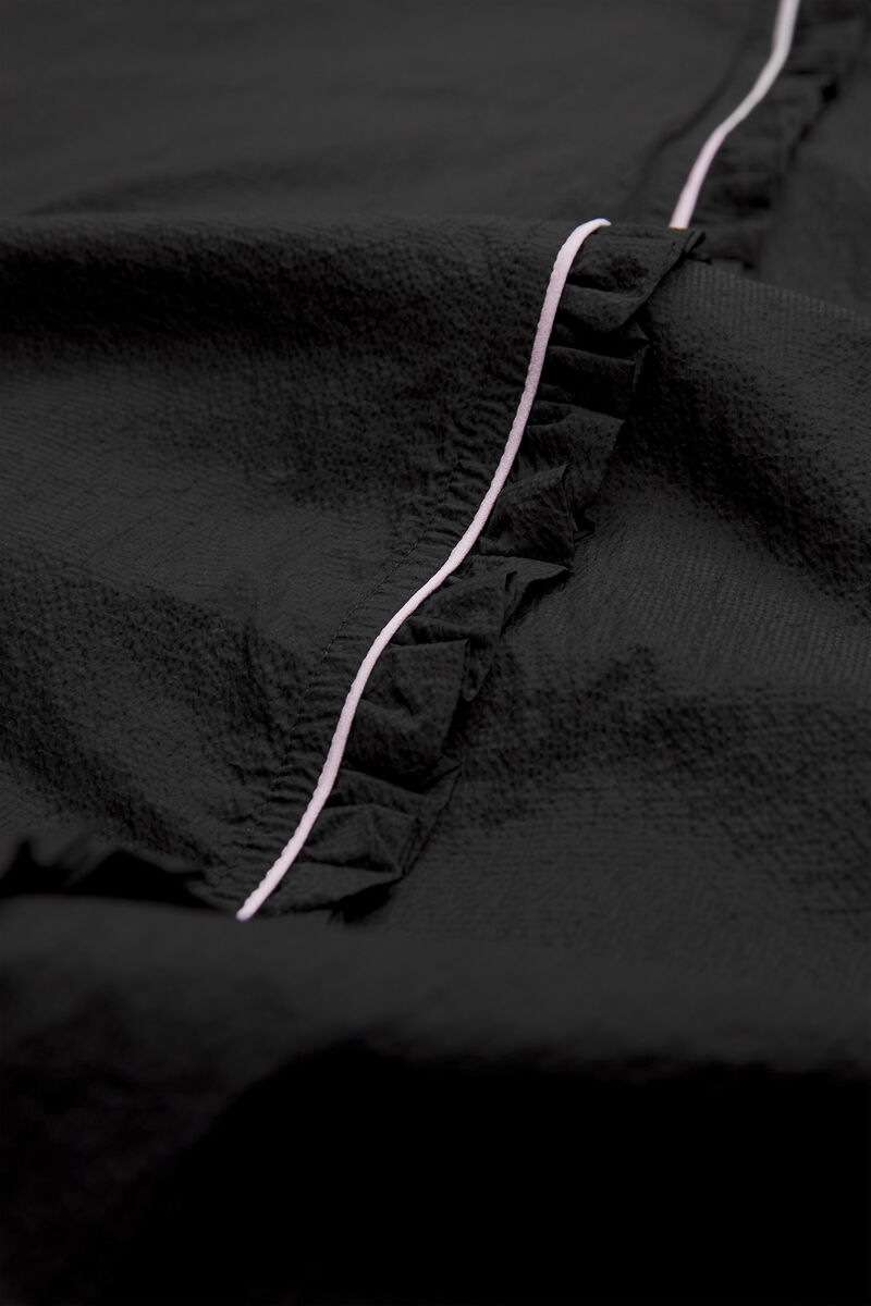 Ruffle-Trim Textured Jacket, Recycled Polyamide, in colour Black - 6 - GANNI