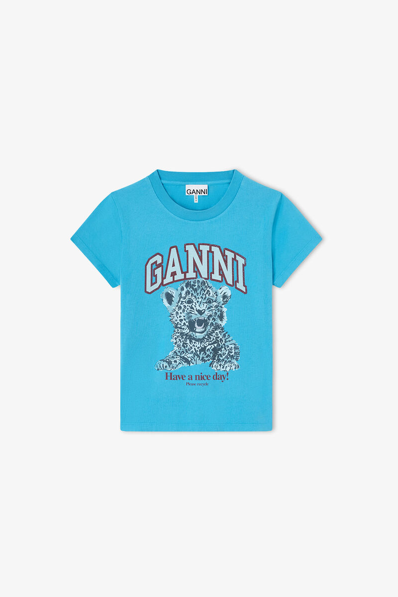 Baby fit t-shirt med blå tiger, Organic Cotton, in colour Dresden Blue - 1 - GANNI