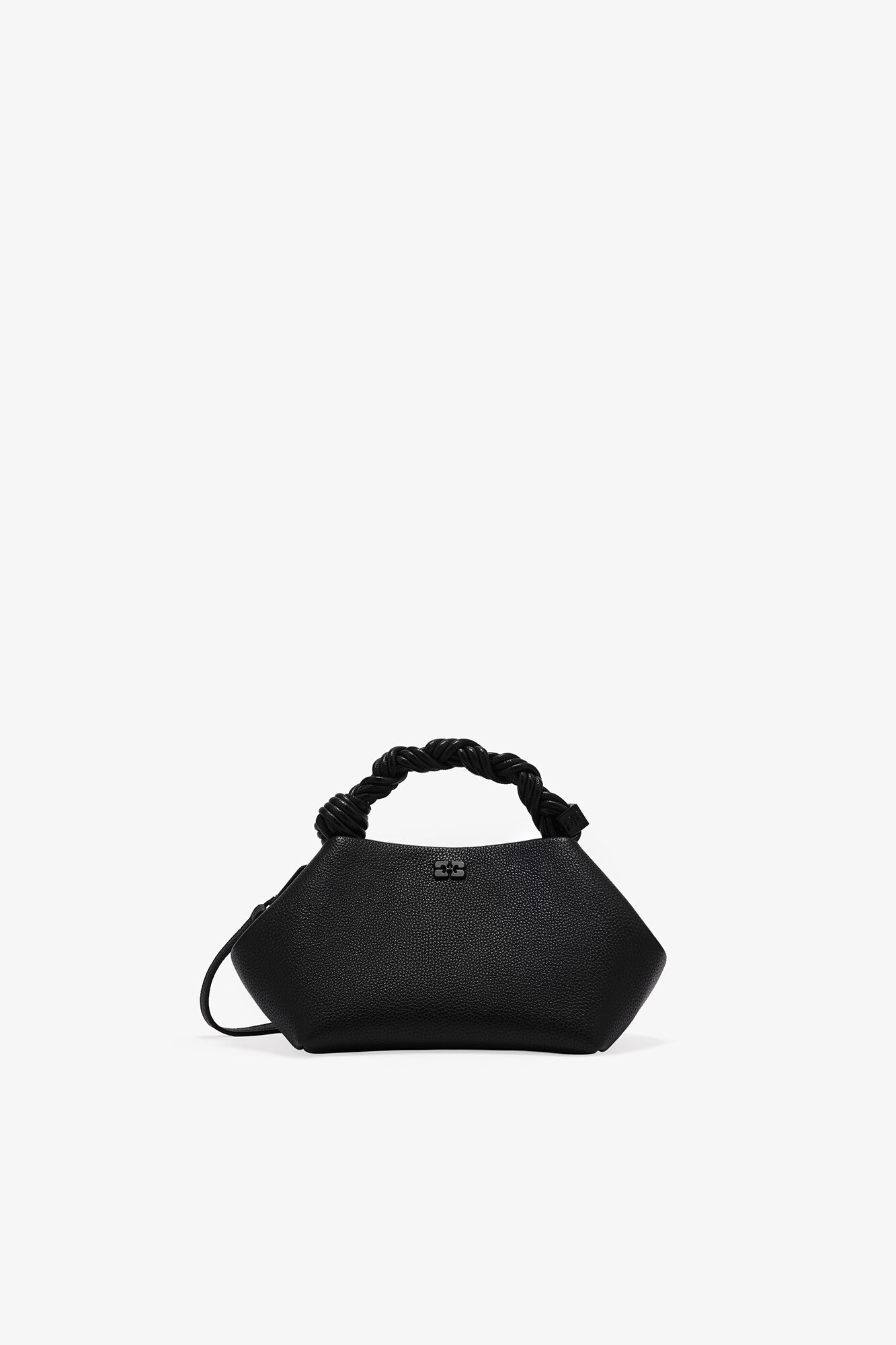 Small Bou Bag in Grained Black, Recycled Polyester, in colour Black - 1 - GANNI