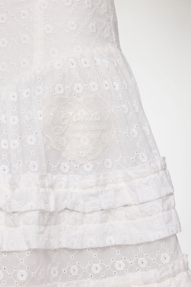 Skirt in White Broderie Anglaise, Bright White