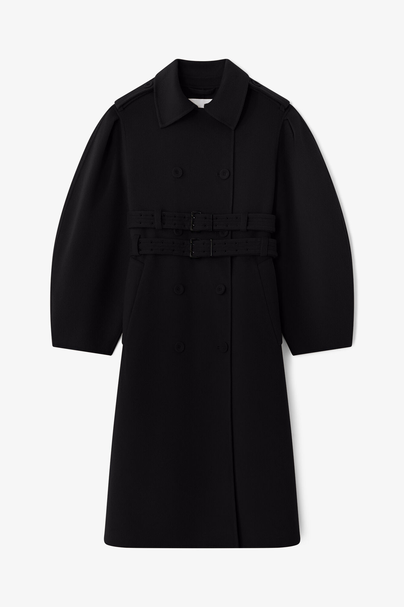 Manteau en laine double face, Wool, in colour Black - 1 - GANNI