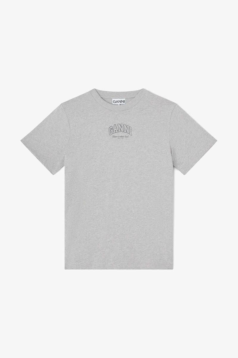 Essential T-shirt, Organic Cotton, in colour Paloma - 1 - GANNI