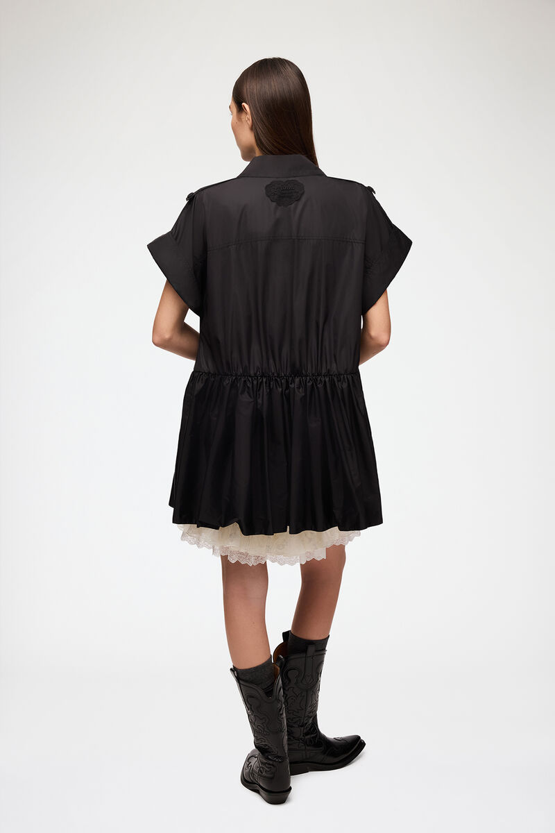 Dress in Black Nylon, Recycled Polyamide, in colour Black - 3 - GANNI