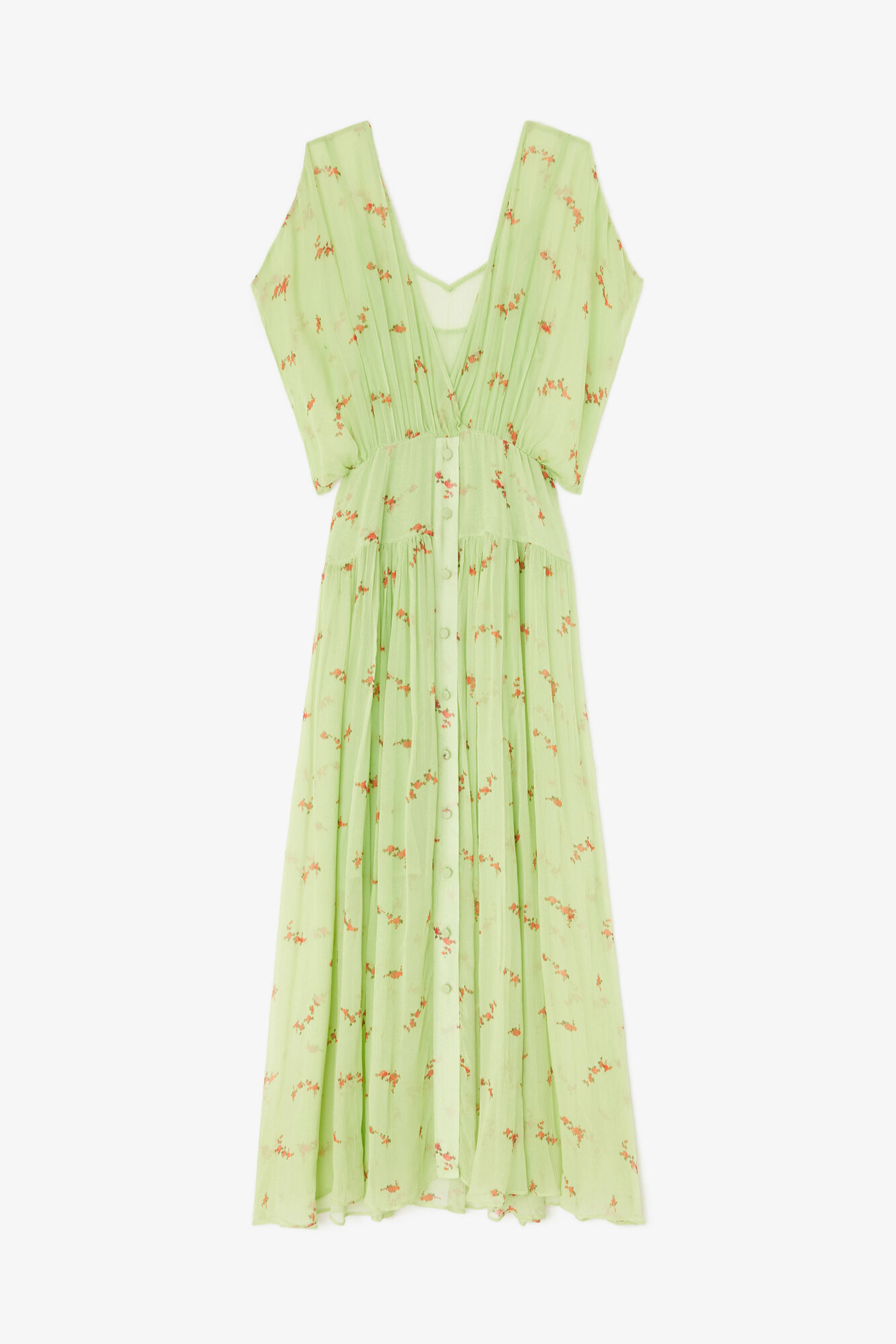 Dress in Green Silk, Organic Wool, in colour Seedling - 1 - GANNI