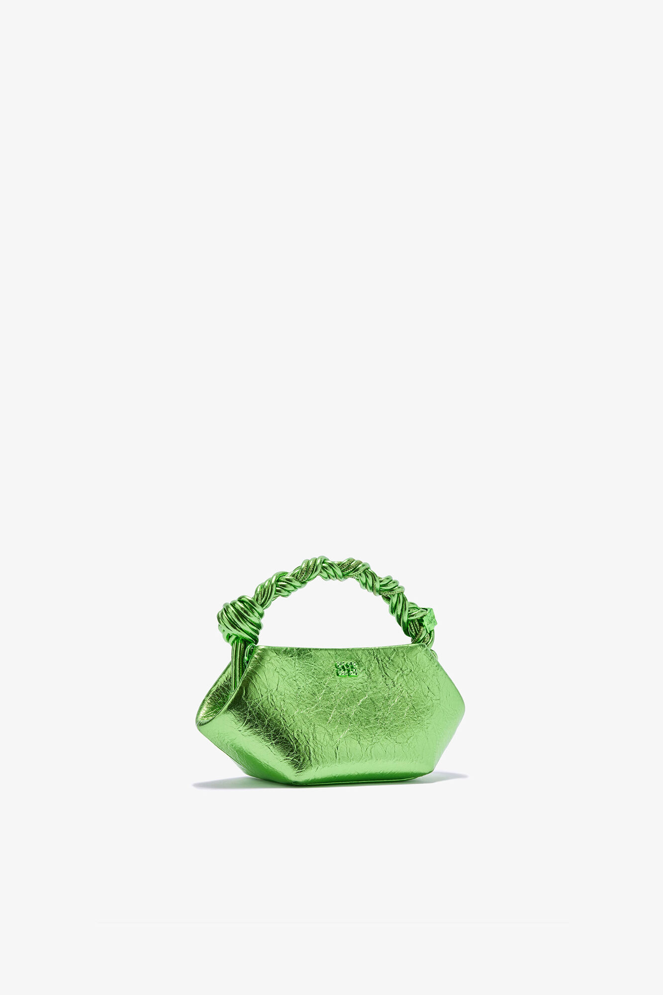 Mini Bou Bag in Metallic, Polyurethane, in colour Greenery - 2 - GANNI