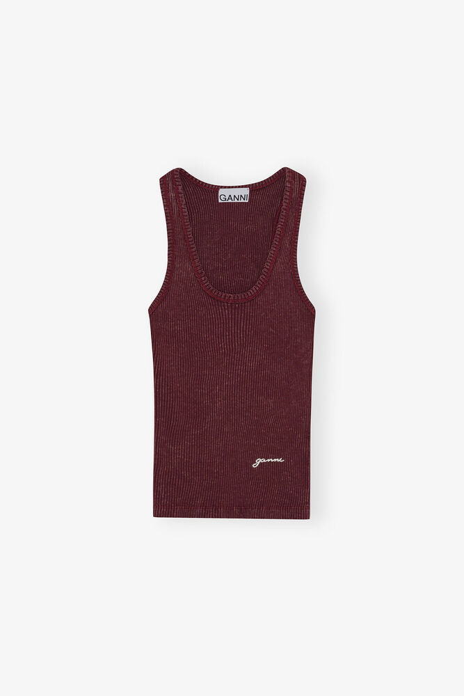 Tank Top in Burgundy Rib, Port Royale