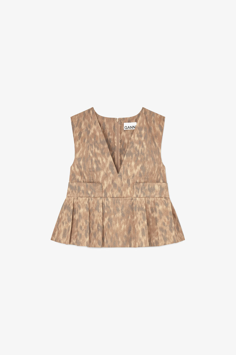 Top in Printed Cotton, Organic Cotton, in colour Burro - 1 - GANNI