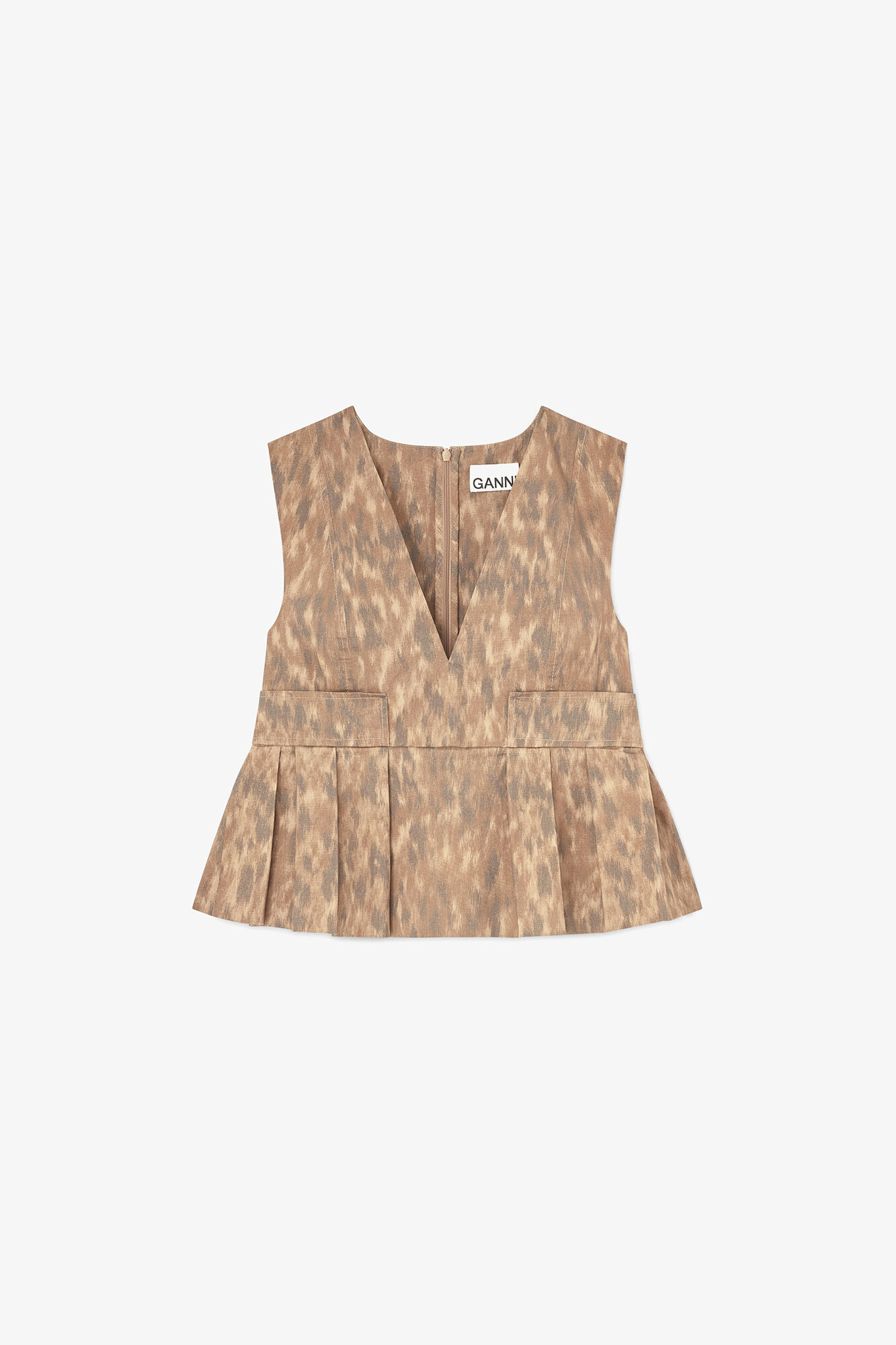 Top in Printed Cotton, Organic Cotton, in colour Burro - 1 - GANNI
