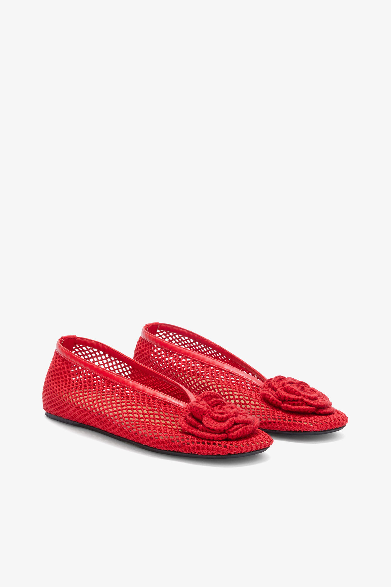 Jenny Ballerina in Red Mesh, Recycled Polyester, in colour Goji Berry - 2 - GANNI