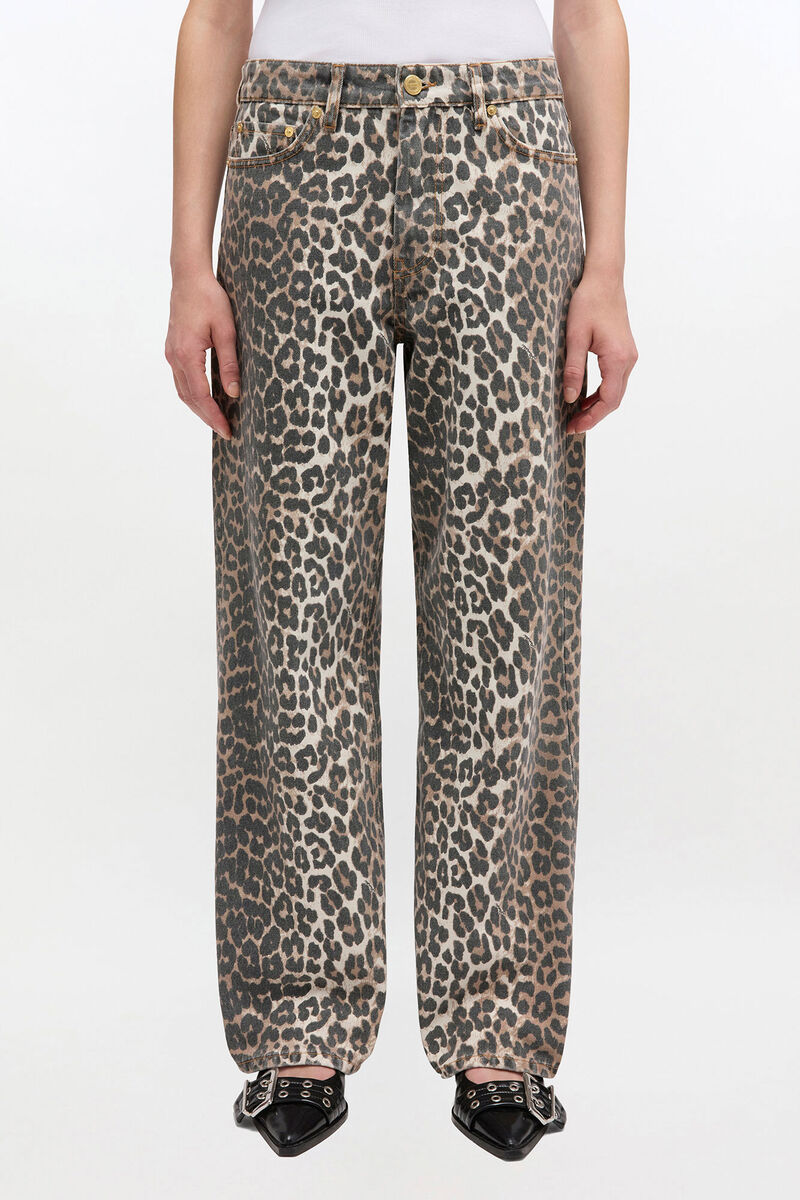 Izey Jeans in Leopard, Organic Cotton, in colour Leopard - 1 - GANNI