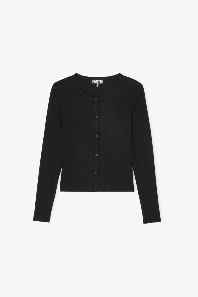 Top in Black Pointelle, Black