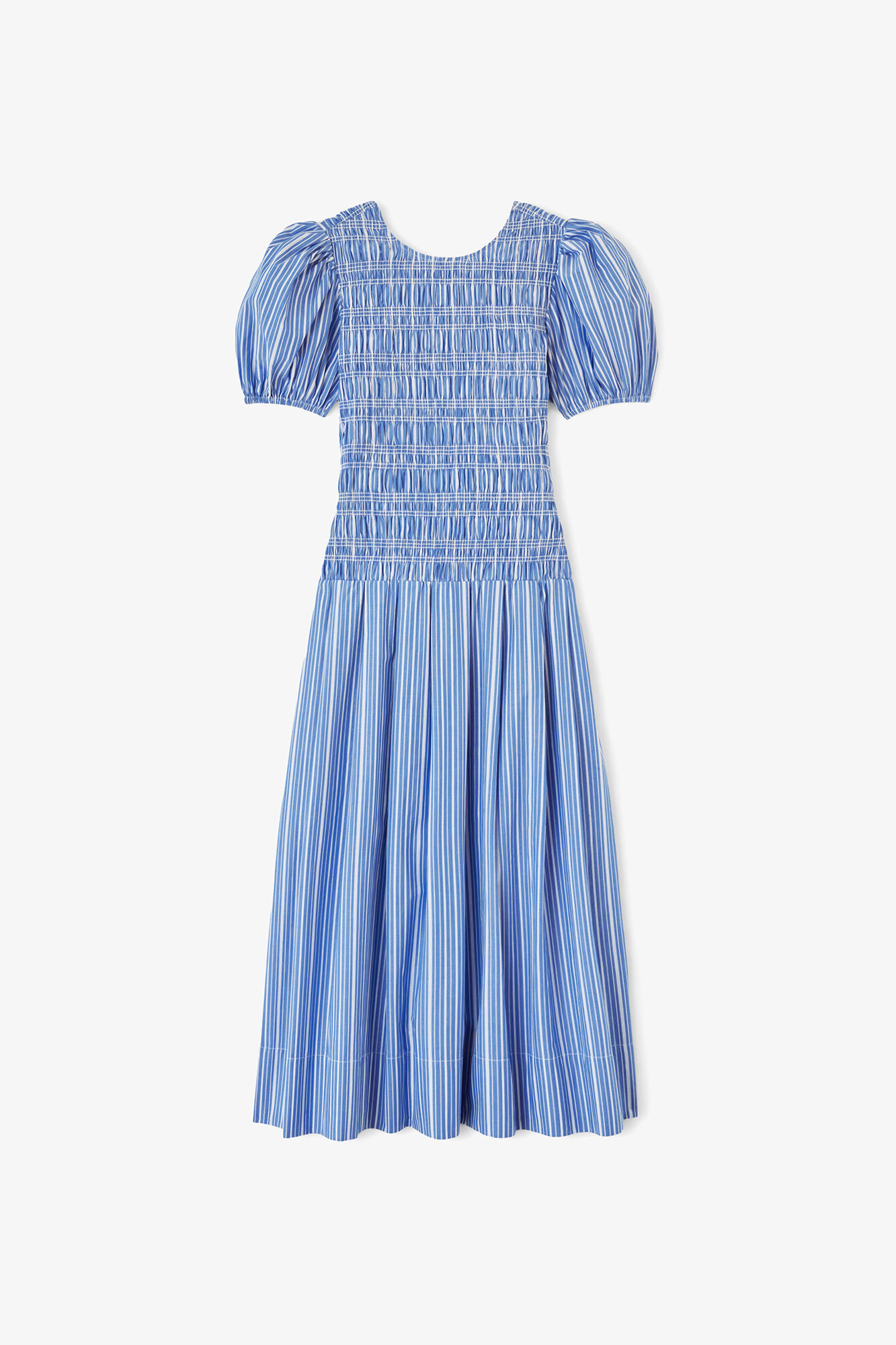 Dress in Striped Cotton, Organic Cotton, in colour Nouvean Navy - 1 - GANNI