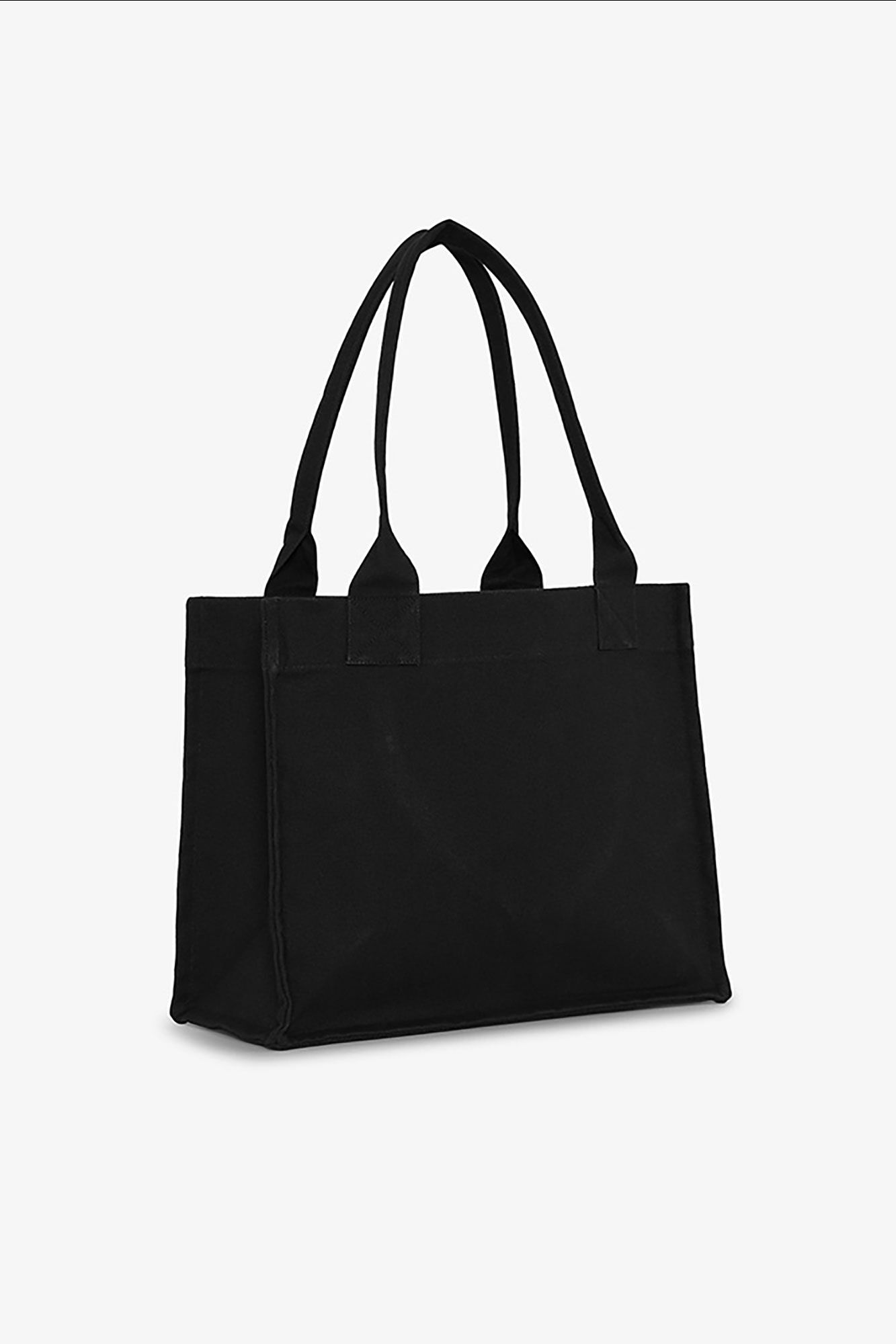Large Tote Bag in Black, Recycled Cotton, in colour Phantom - 2 - GANNI
