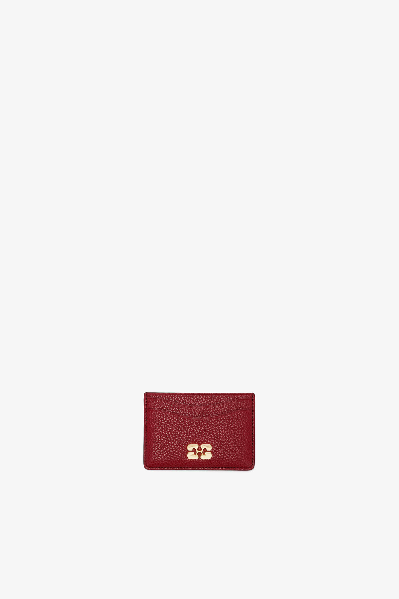 Bou Card Holder in Grained Red, Recycled Polyester, in colour Red Dahlia - 1 - GANNI