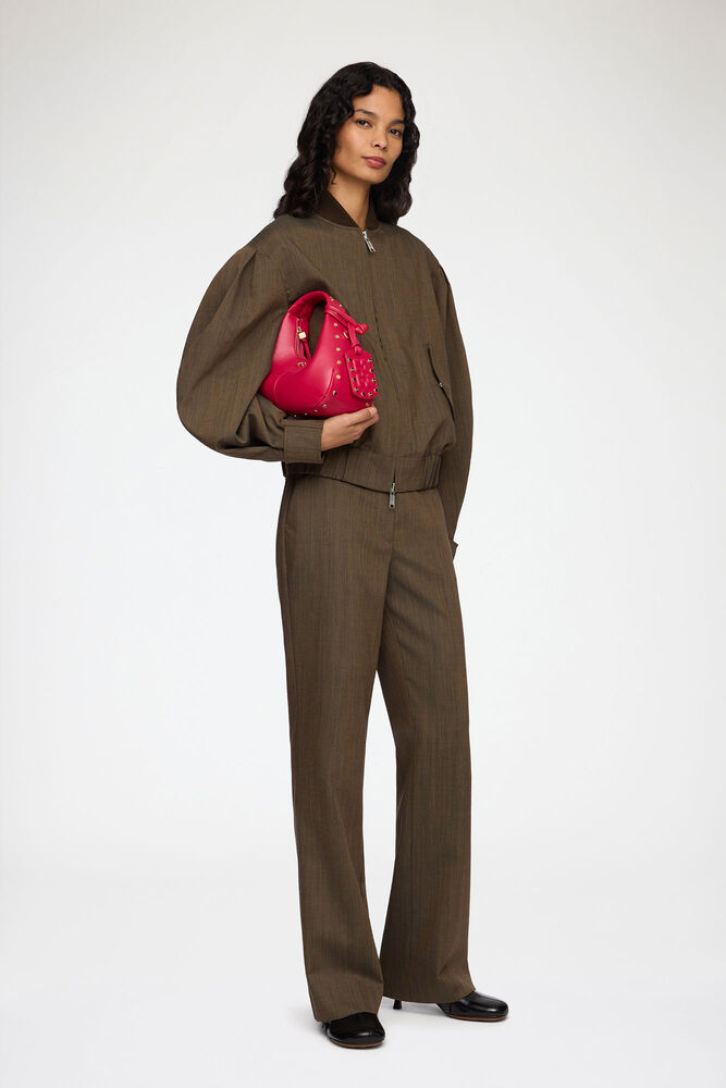 Mini Hobo Bag with Studs in Red, Persian Red