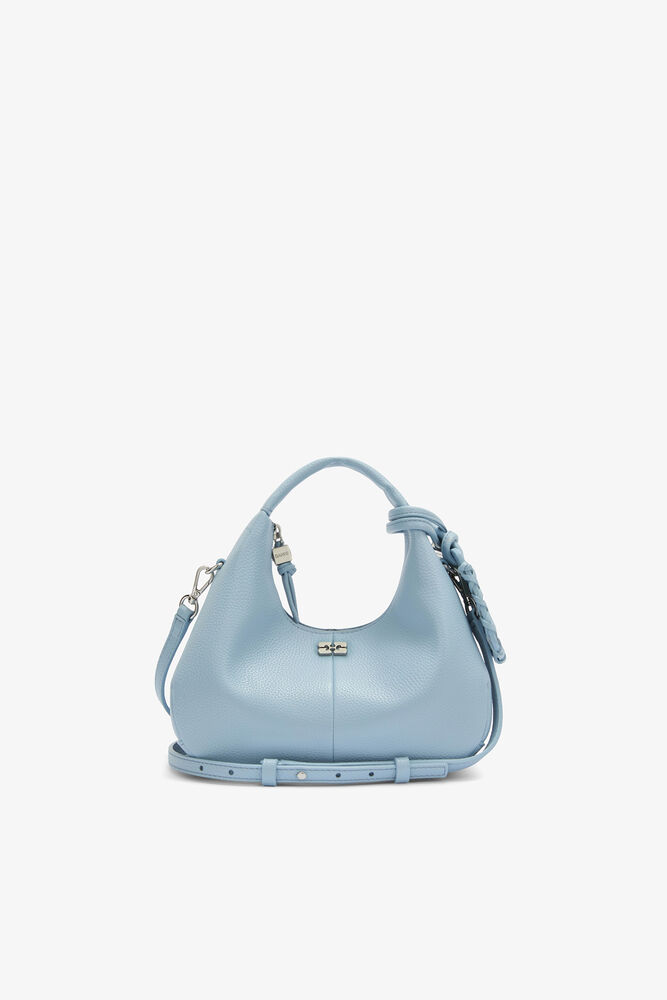 Mini Hobo Bag in Grained Blue, Celestial Blue