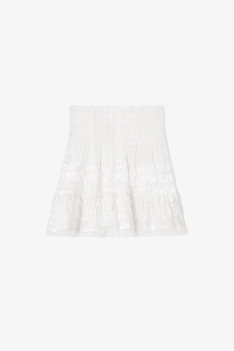 Skirt in White Broderie Anglaise, Organic Cotton, in colour Bright White - 1 - GANNI
