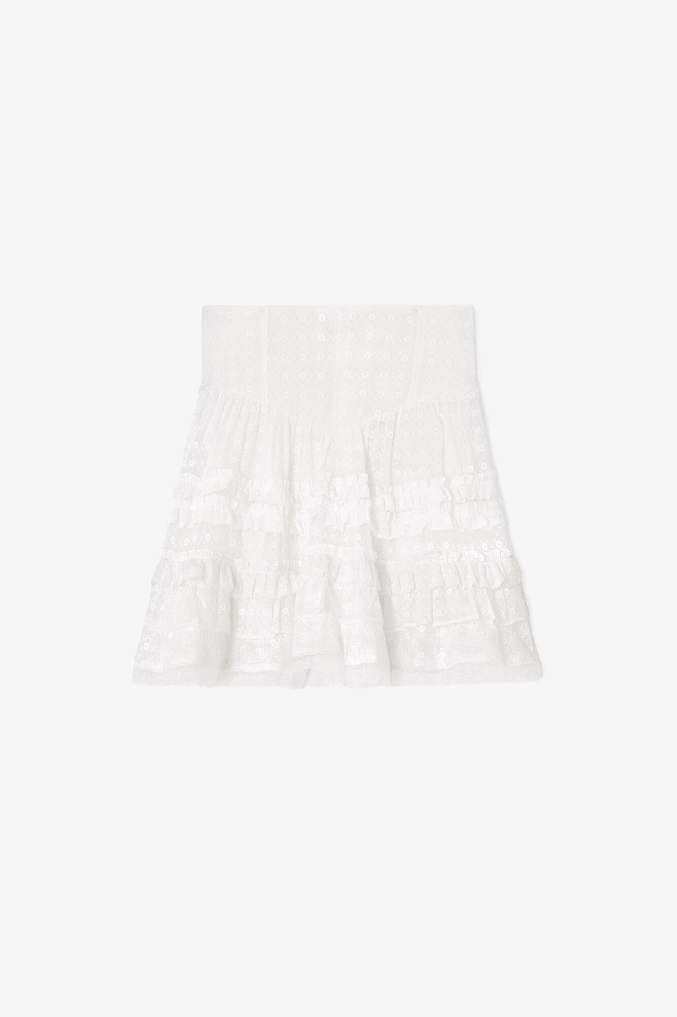 Skirt in White Broderie Anglaise, Organic Cotton, in colour Bright White - 1 - GANNI