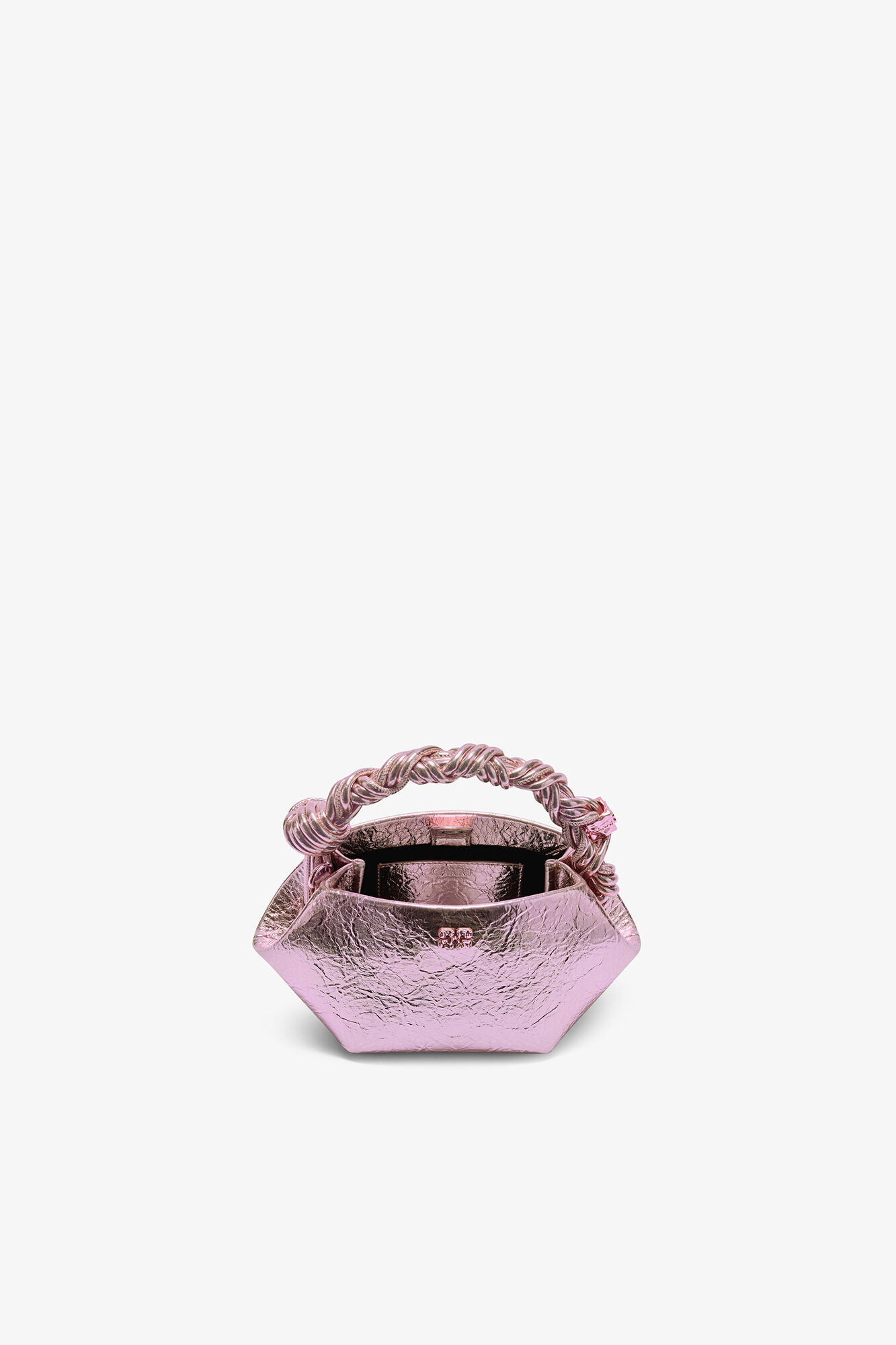 Mini Bou Bag in Metallic, Polyurethane, in colour Silver Pink - 3 - GANNI