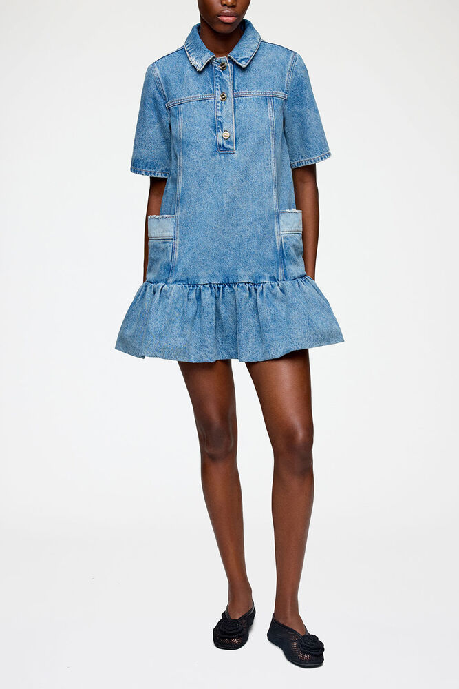 Dress in Patchwork Denim, Mid Blue Vintage