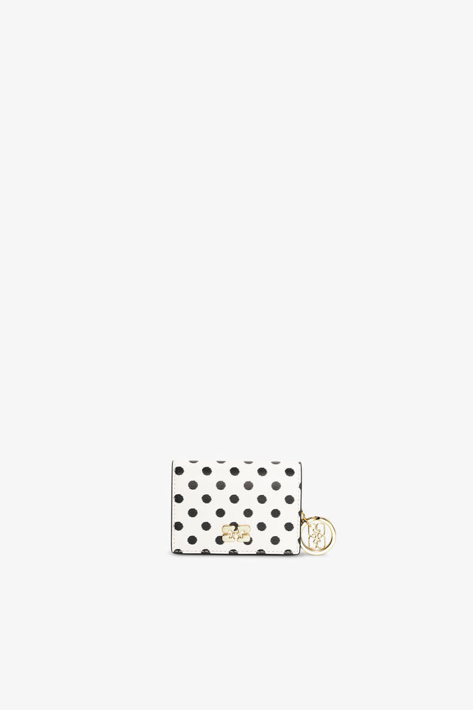 Bou Card Holder with Flap and Dots, Egret
