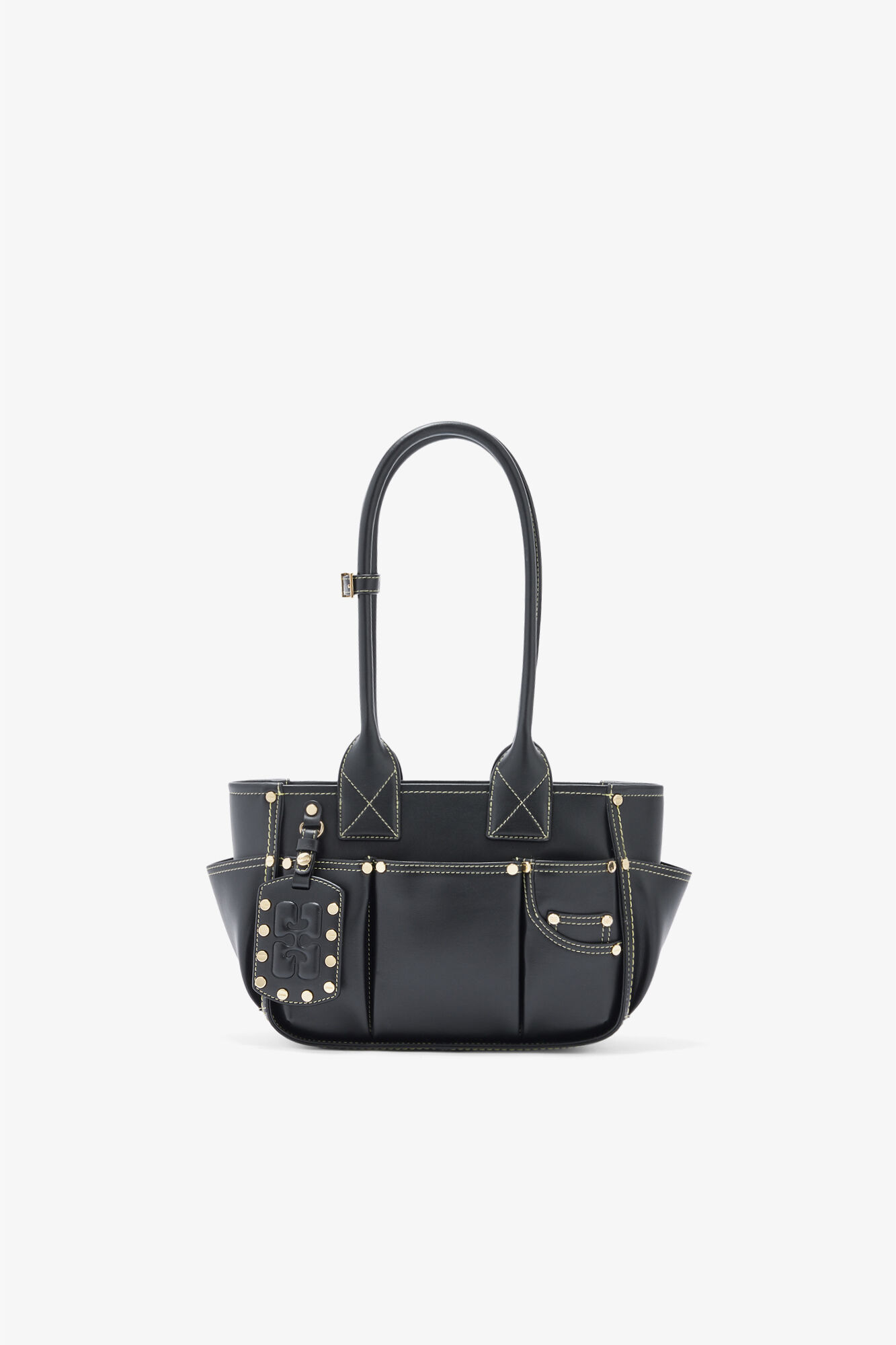 Posy Small in Black, Recycled Leather, in colour Black - 1 - GANNI
