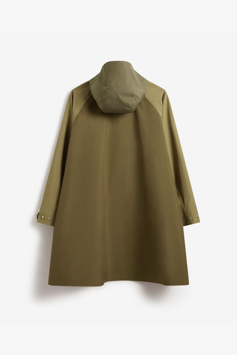 Poncho in 10K Waterproof Shell, Recycled Polyester, in colour Military Olive - 2 - GANNI