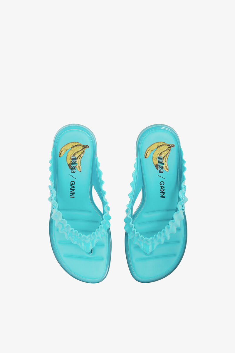 Melissa Thong Kitten Heel in Blue, Polyvinyl Chloride, in colour Scuba Blue - 3 - GANNI
