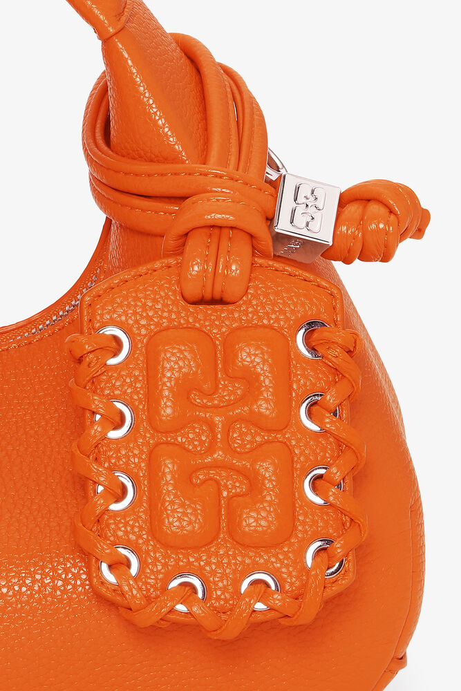 Mini Hobo Bag in Grained Orange, Russet Orange