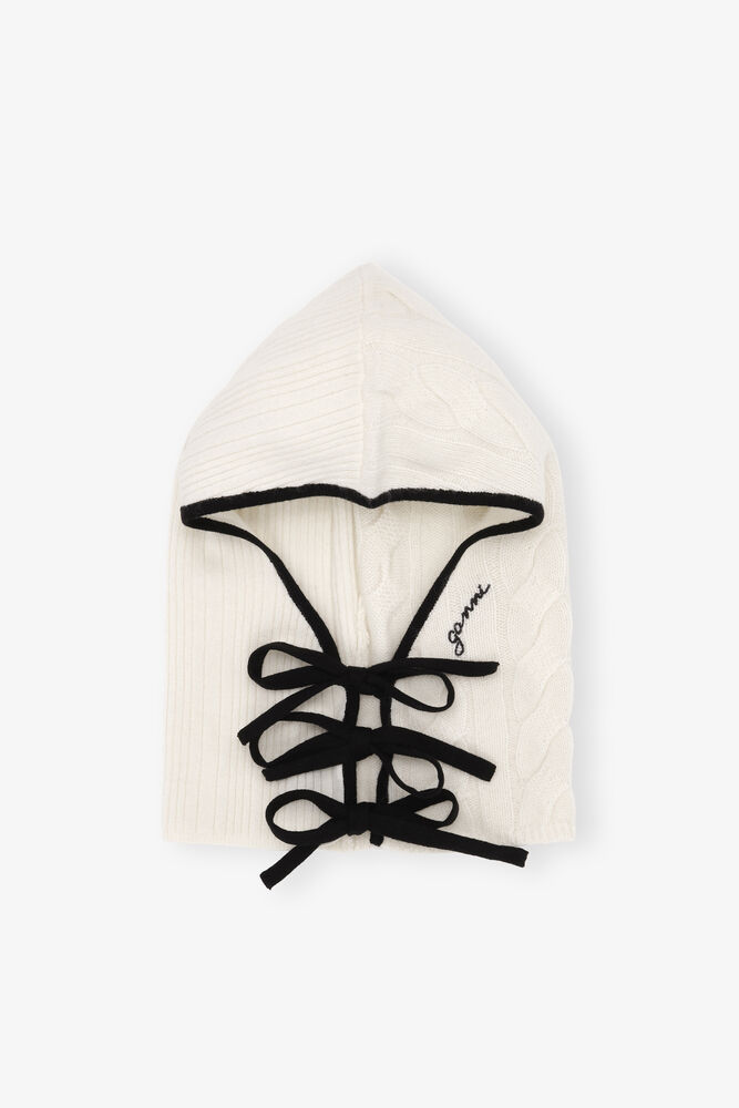 Ivory Cashmere Mix Balaclava, Egret
