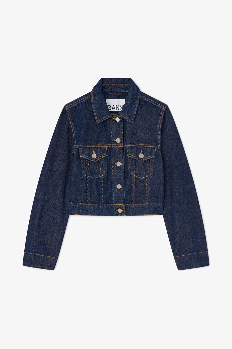 Jacket in Rinse Denim, Organic Cotton, in colour Rinse - 1 - GANNI