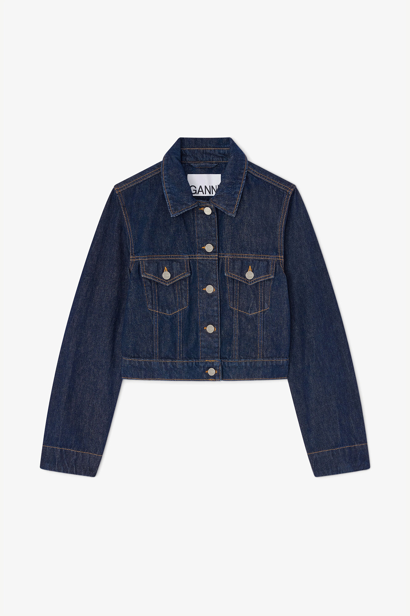 Jacket in Rinse Denim, Organic Cotton, in colour Rinse - 1 - GANNI