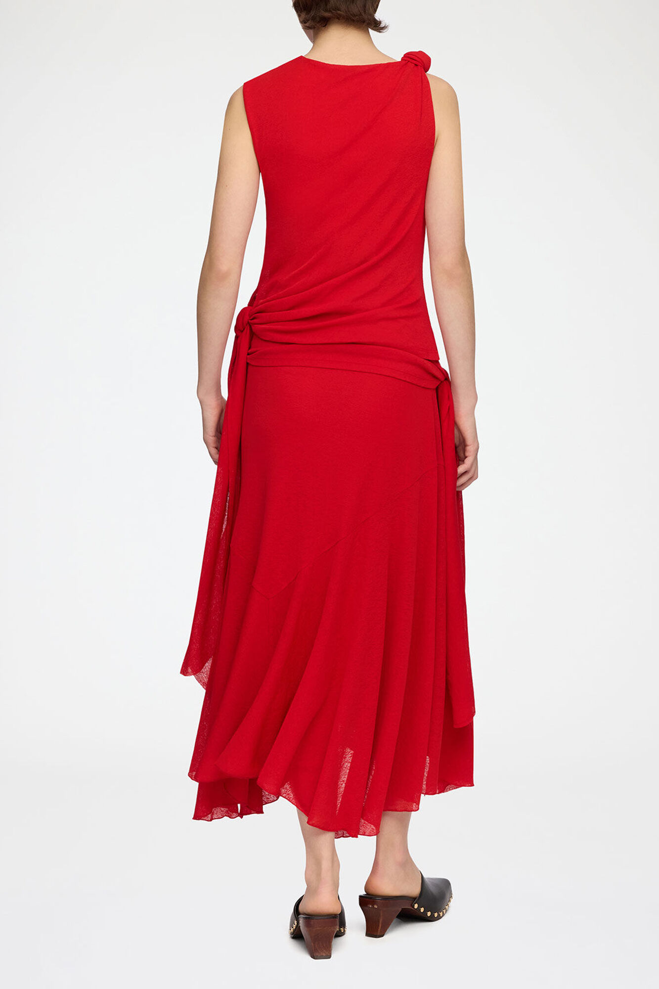 Long Dress in Marl Mesh, Recycled Polyester, in colour Goji Berry - 3 - GANNI