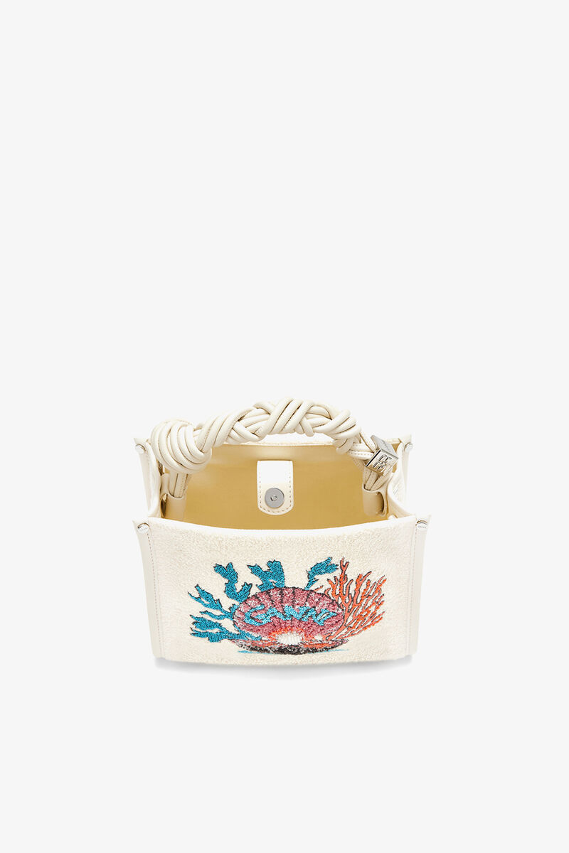 Small Bou Crossbody in White Terry, Recycled Polyester, in colour Egret - 3 - GANNI