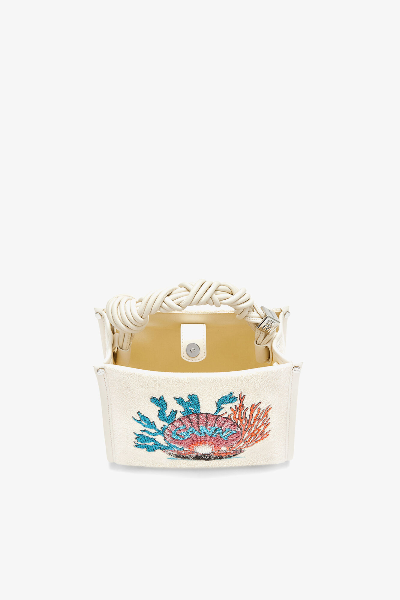 Small Bou Crossbody in White Terry, Recycled Polyester, in colour Egret - 3 - GANNI