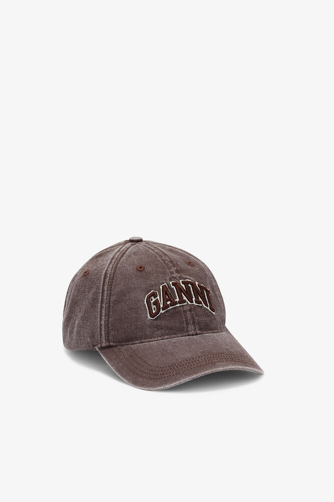 Cap in Washed Cotton Canvas, Chocolate Plum