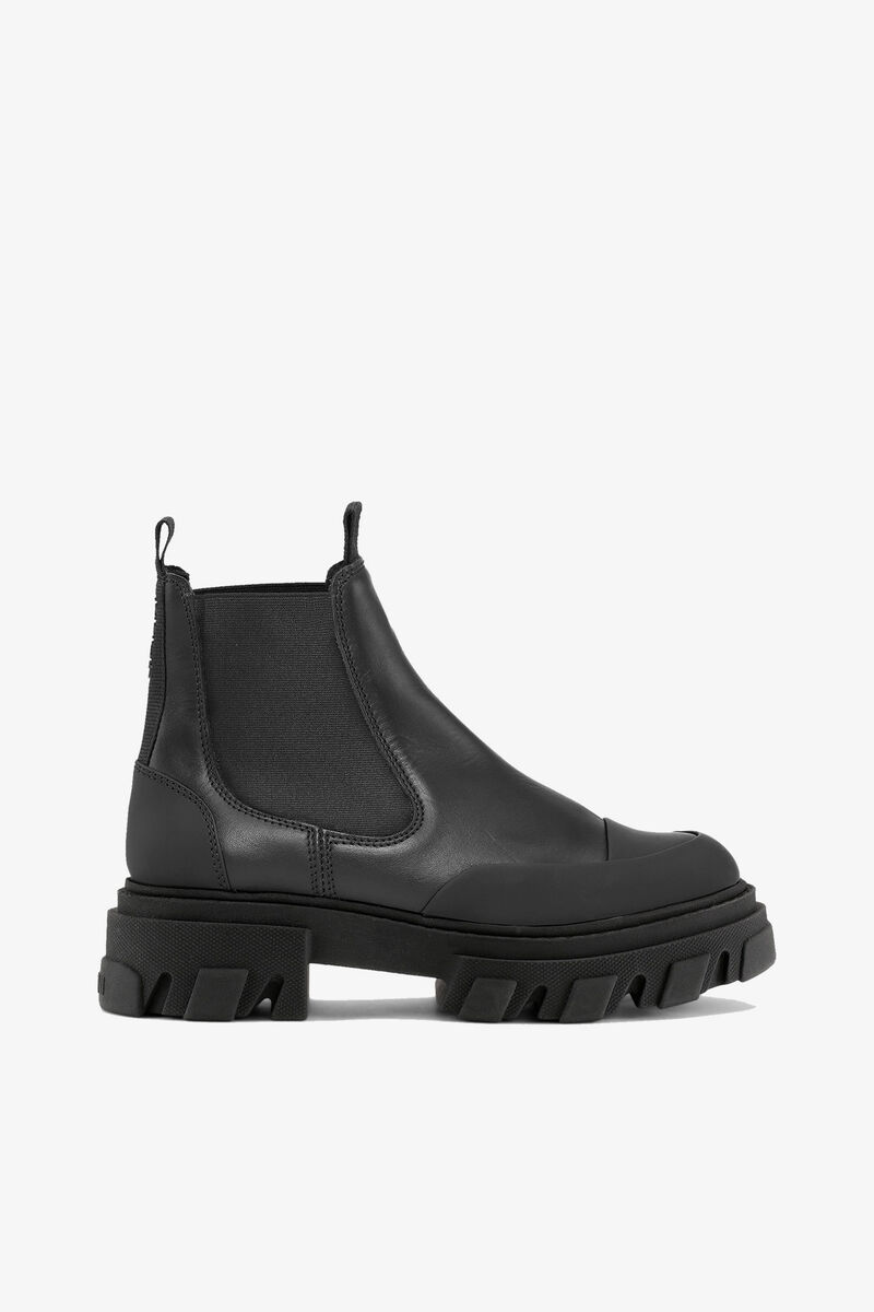 Cleated Low Chelsea Boots in Black, Recycled Leather, in colour Black - 1 - GANNI