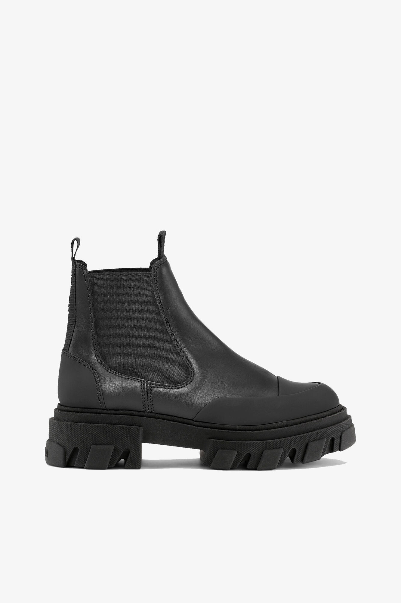 Cleated Low Chelsea Boots in Black, Recycled Leather, in colour Black - 1 - GANNI