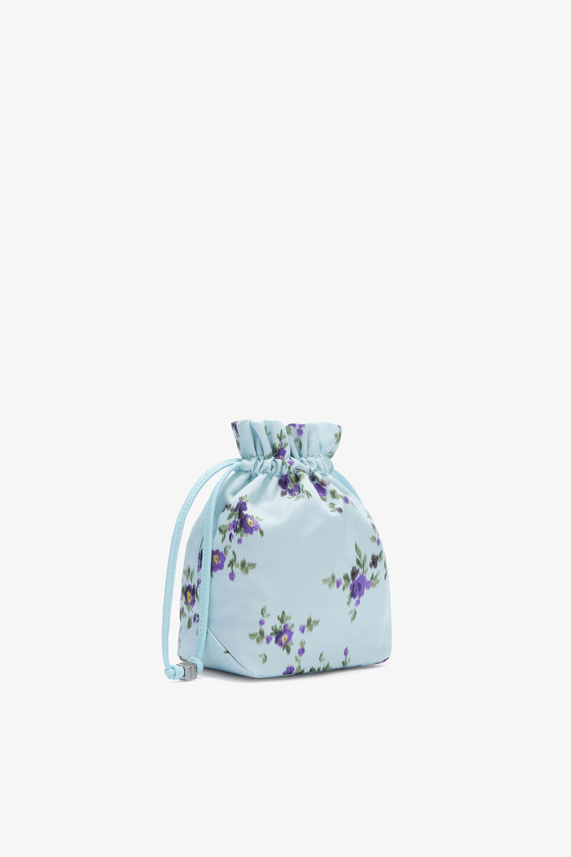 Pouch in Printed Nylon, Recycled Polyamide, in colour Iced Aqua - 2 - GANNI