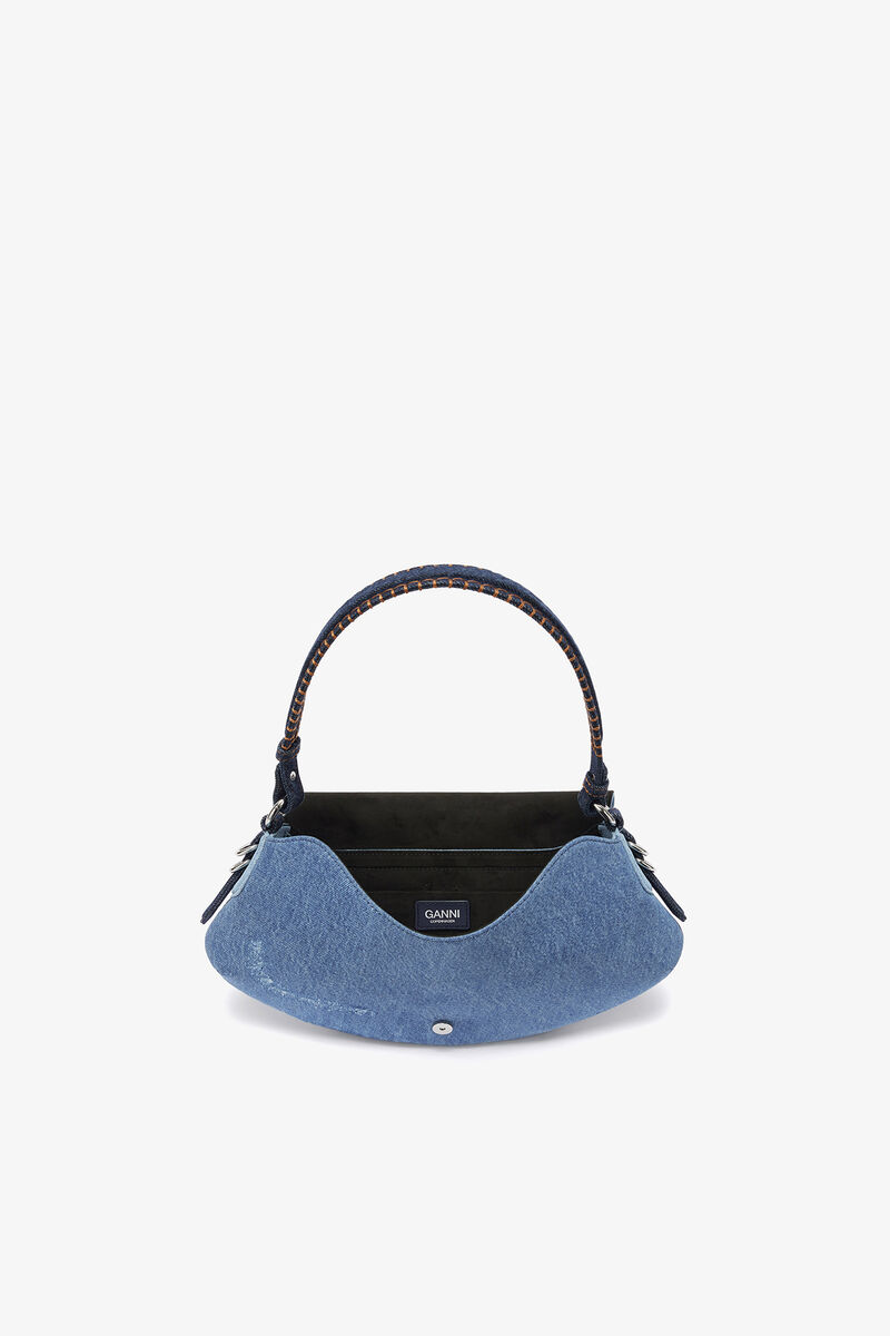 B-Kat Tasche in Denim, Organic Cotton, in colour Mid Blue Vintage - 3 - GANNI