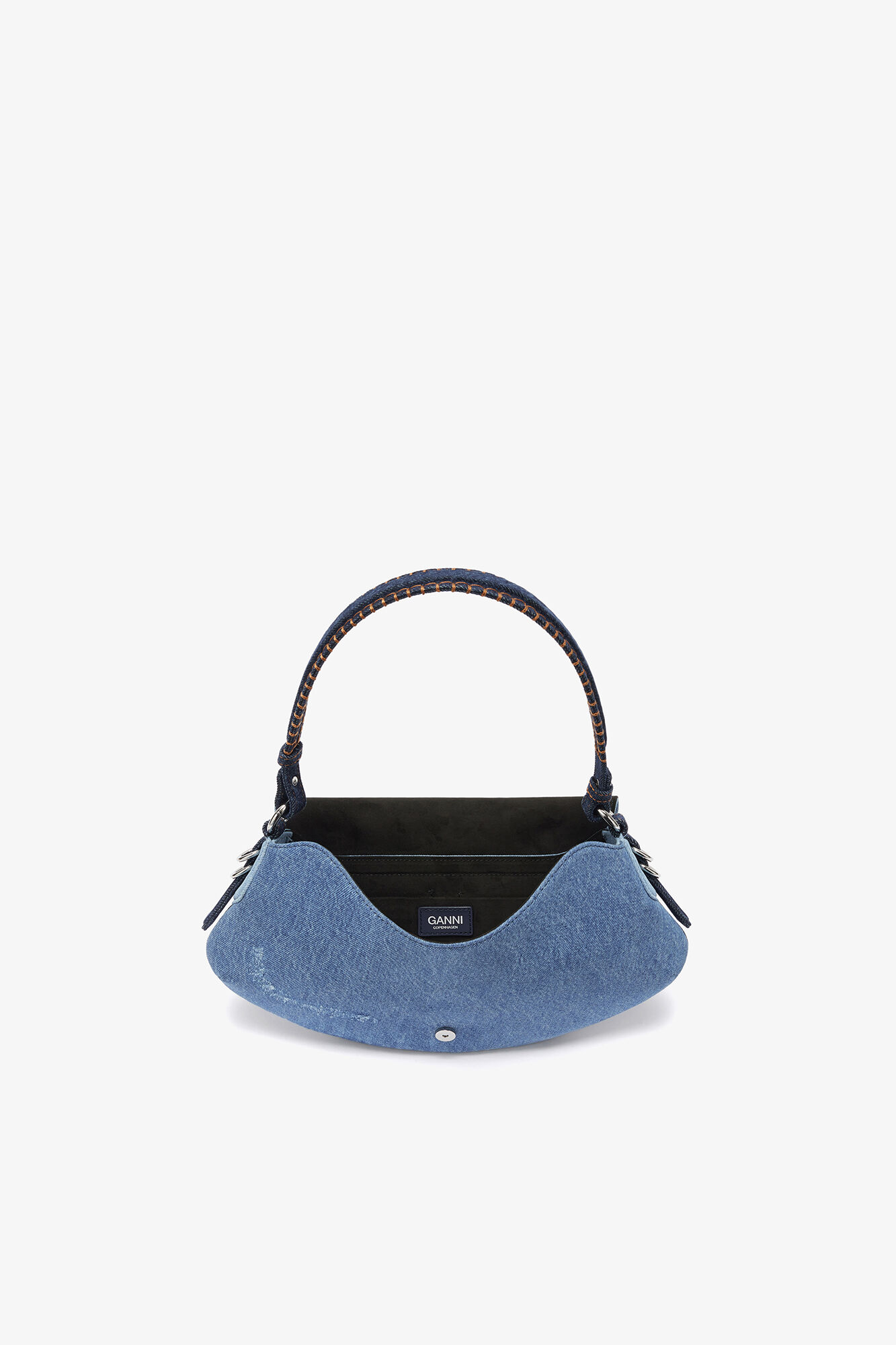B-Kat Tasche in Denim, Organic Cotton, in colour Mid Blue Vintage - 3 - GANNI